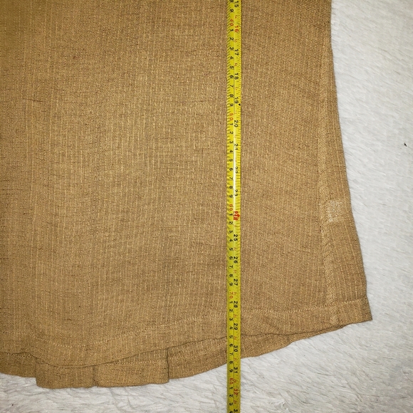 Flax Sz S Linen Blend Yellow Tunic Blouse 3/4 Sleeve Lagenlook Button Accet Top - Picture 10 of 10
